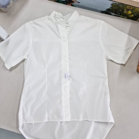 Ladies Stock Collar Shirt Short Sleeve White Size 10