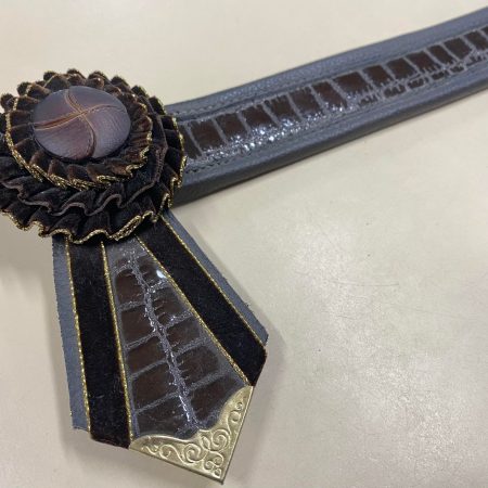 Show Browband – Brown Patent Leather/Gold