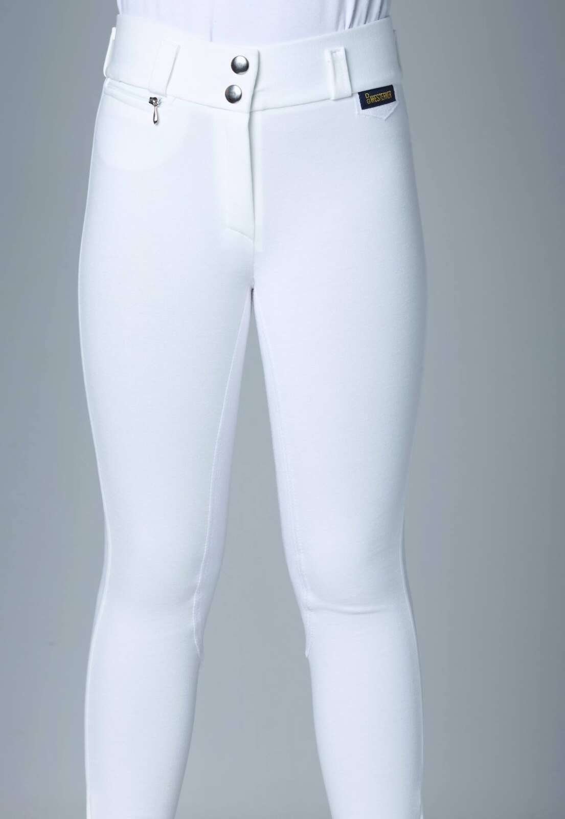 DG Westerner Stretch Suede Full Seat Breeches – White