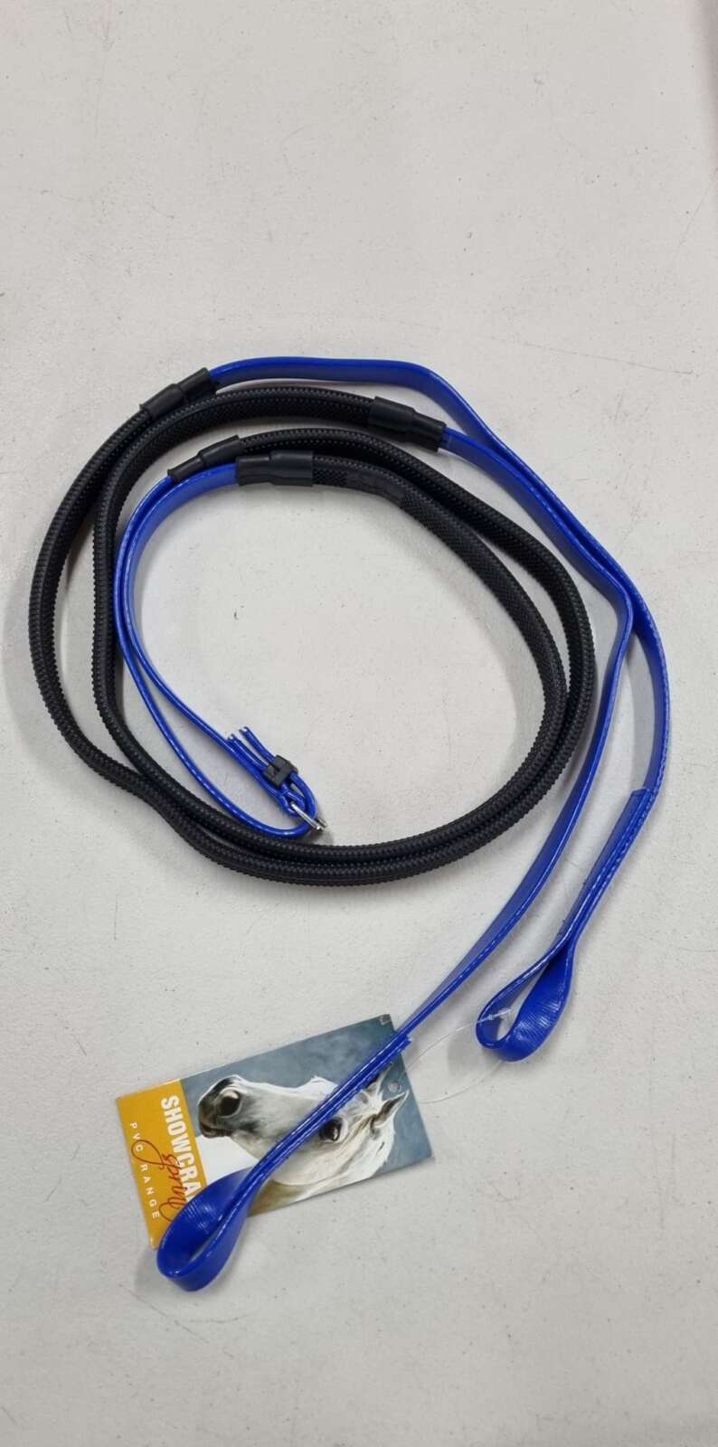 PVC Rubber Grip Loop Reins – Blue