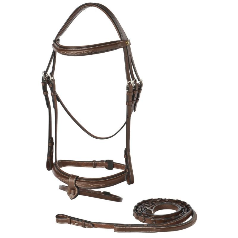 Jeremy Lord Bridle Snaffle Hanoverian Bridle-Brown- PONY