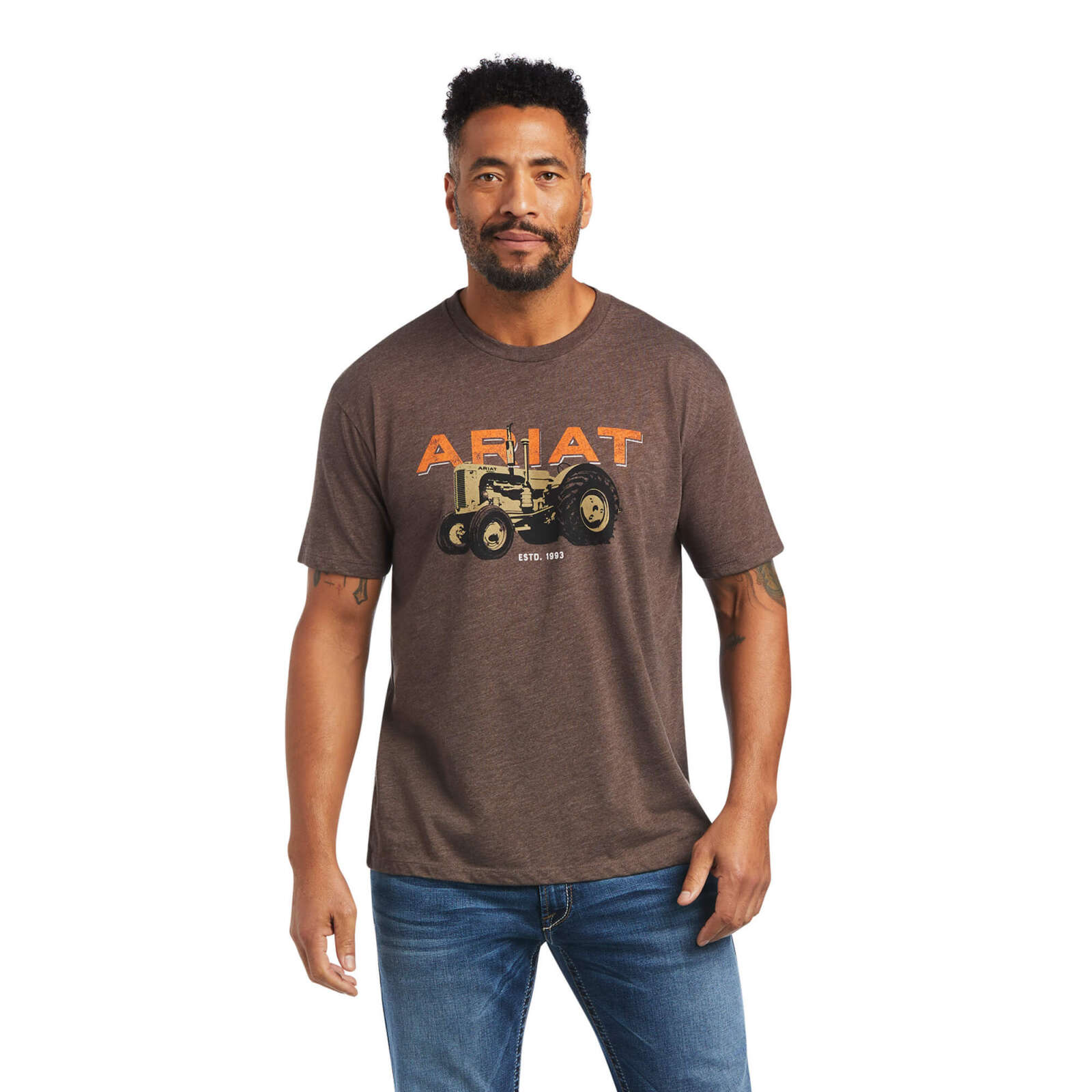 Ariat Mens Tractor SS Tee – Brown Heather