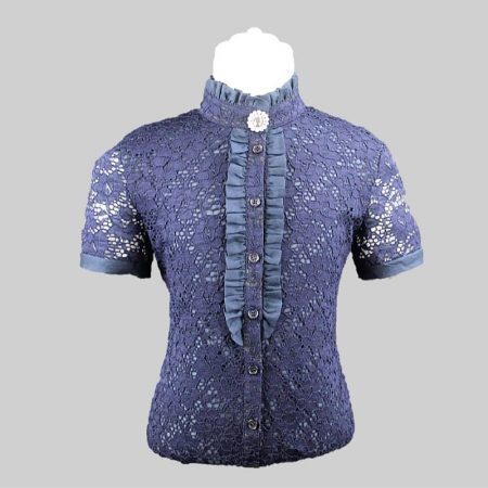 Showgirl Equestrian Lace Shirt-Navy