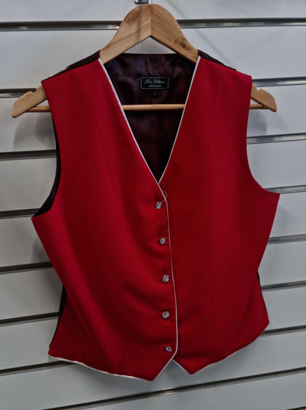 Peter Williams Ladies Red Vest With Bling Buttons