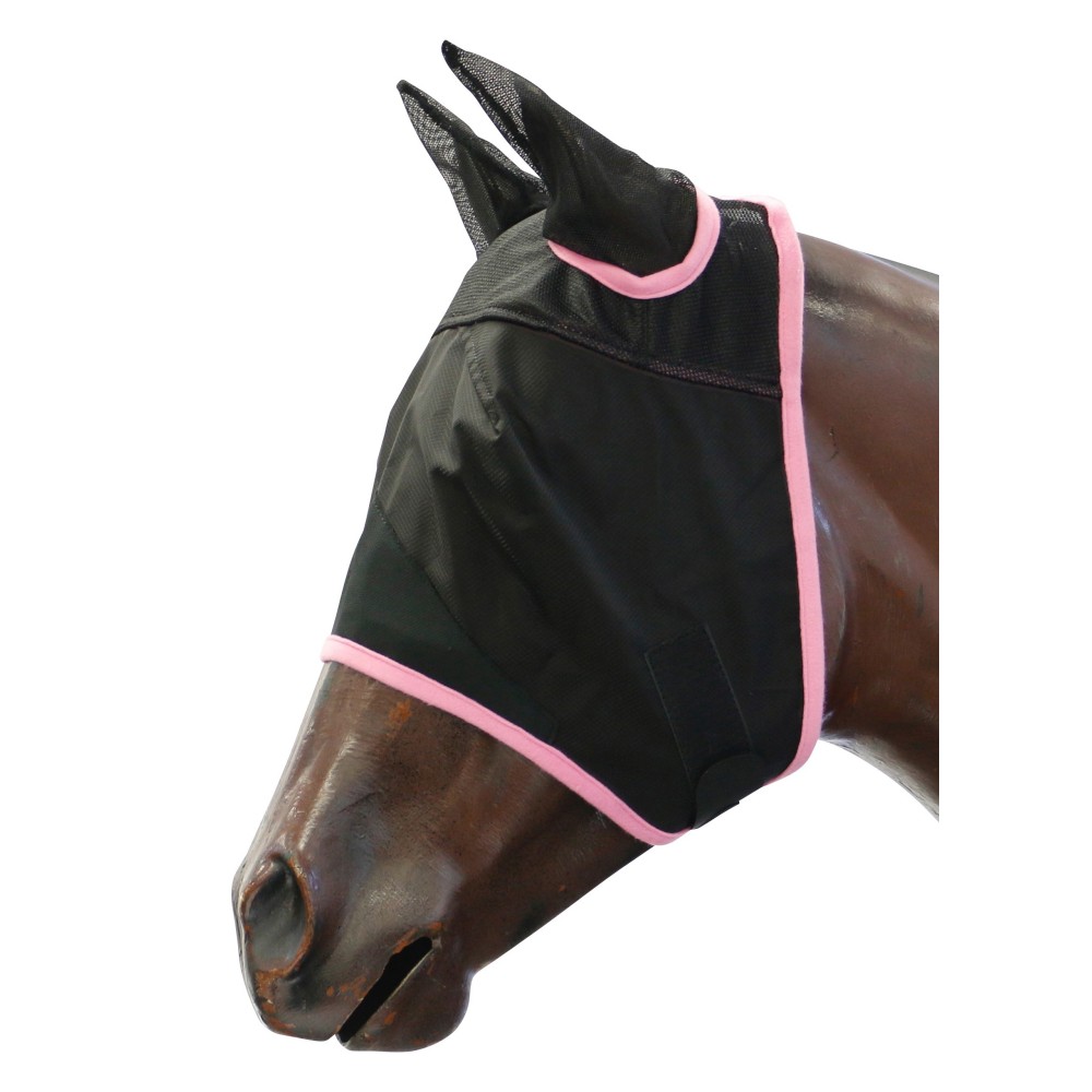 Showmaster Black Mesh Fly Mask W/ Ears – Pink