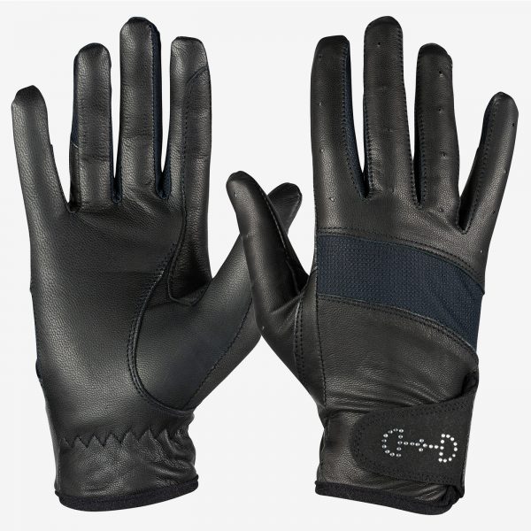 Horze Womens Leather Mesh Gloves-Black
