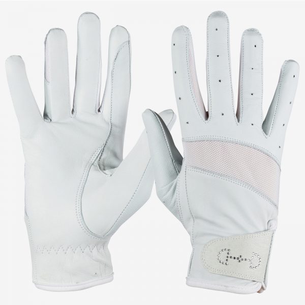 Horze Womens Leather Mesh Gloves-White