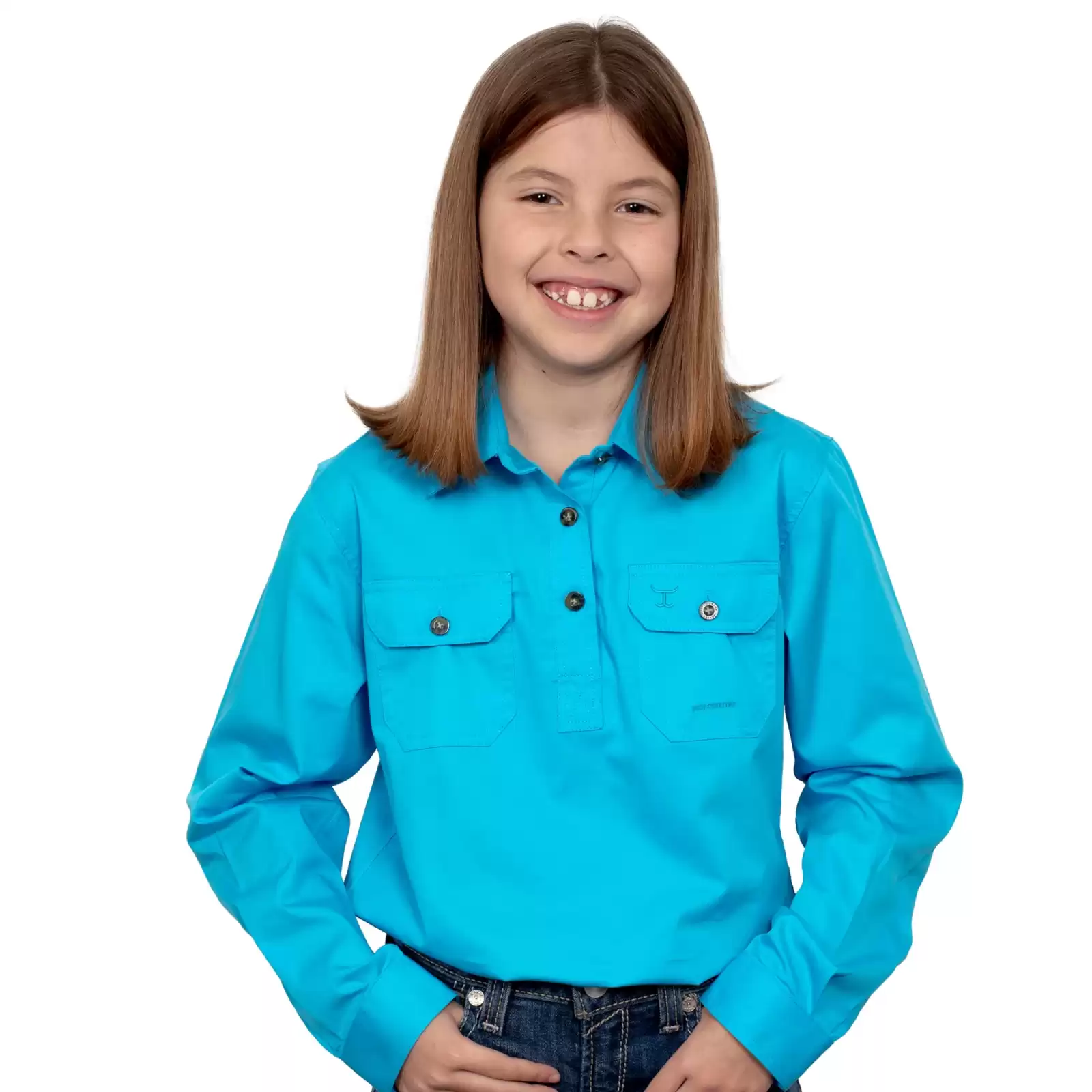 Just Country Girl’s Kenzie Workshirt – Sky Blue
