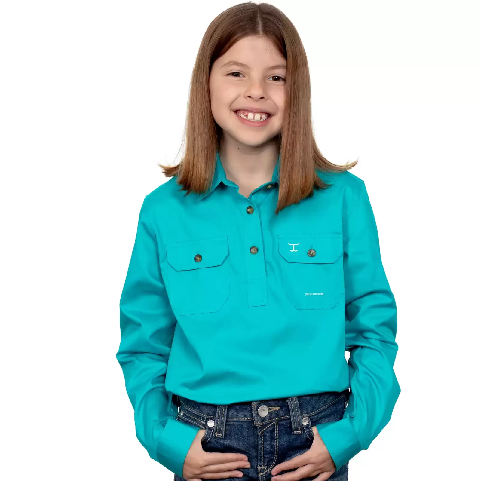 Just Country Girl’s Kenzie Workshirt – Turquoise