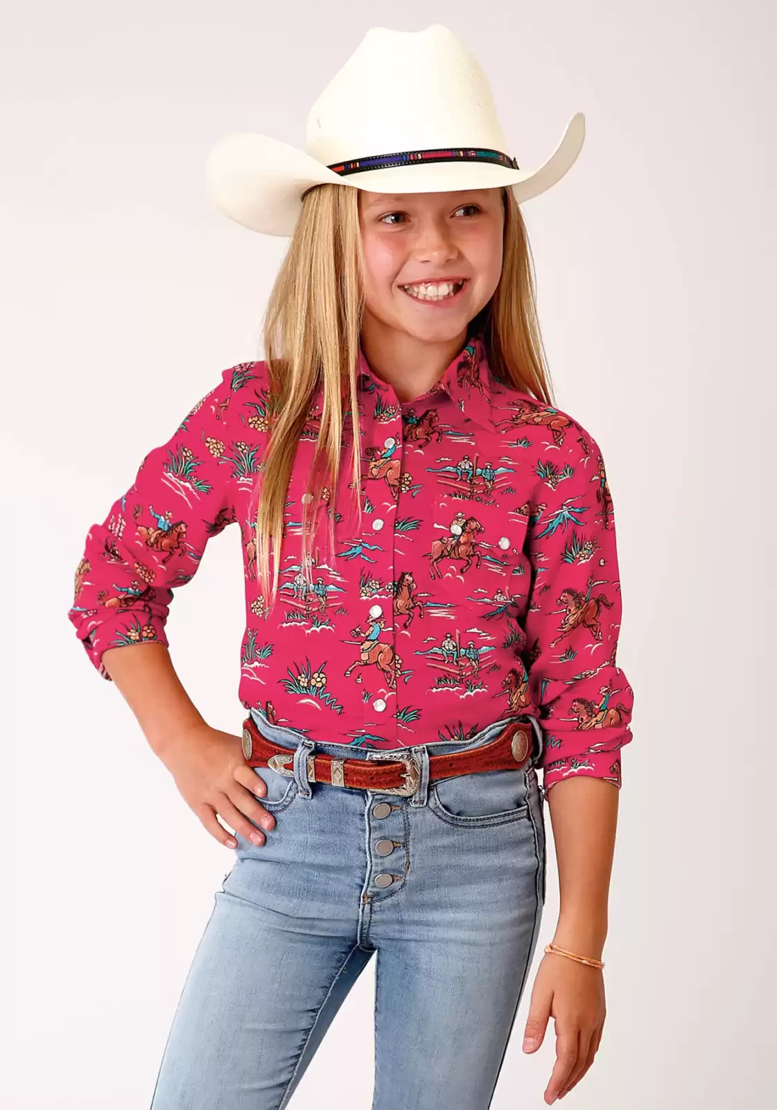 Roper Girl’s – Five Star Collection Shirt – Red Print