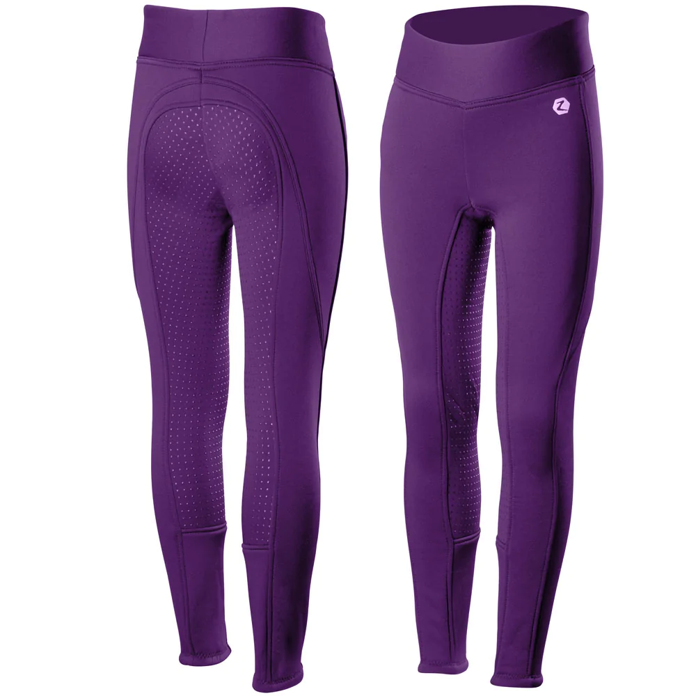 Horze Winter Active Junior Full Silicone Seat Tights – Purple Size 6 ONLY