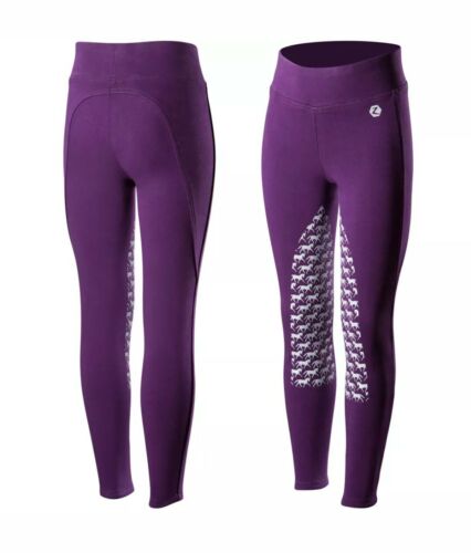 Horze Active Kids Silicone Horse Grip Tights – Purple