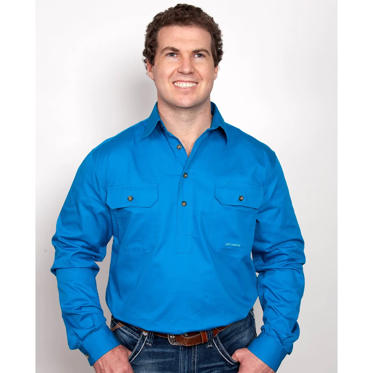 Just Country Men’s Cameron Workshirt – Blue Jewel