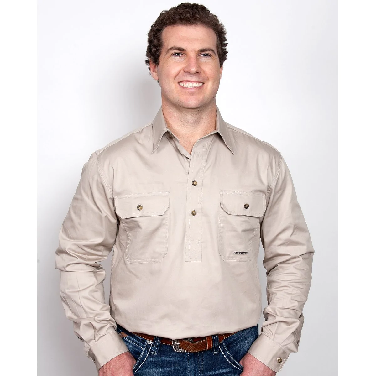 Just Country Men’s Cameron Workshirt – Stone
