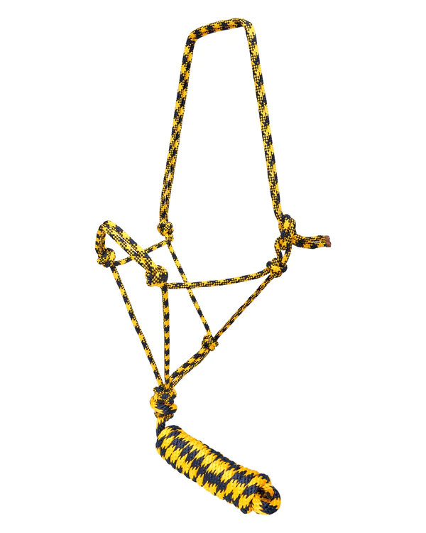Fort Worth Rope Halter W/Lead-Blue/Yellow