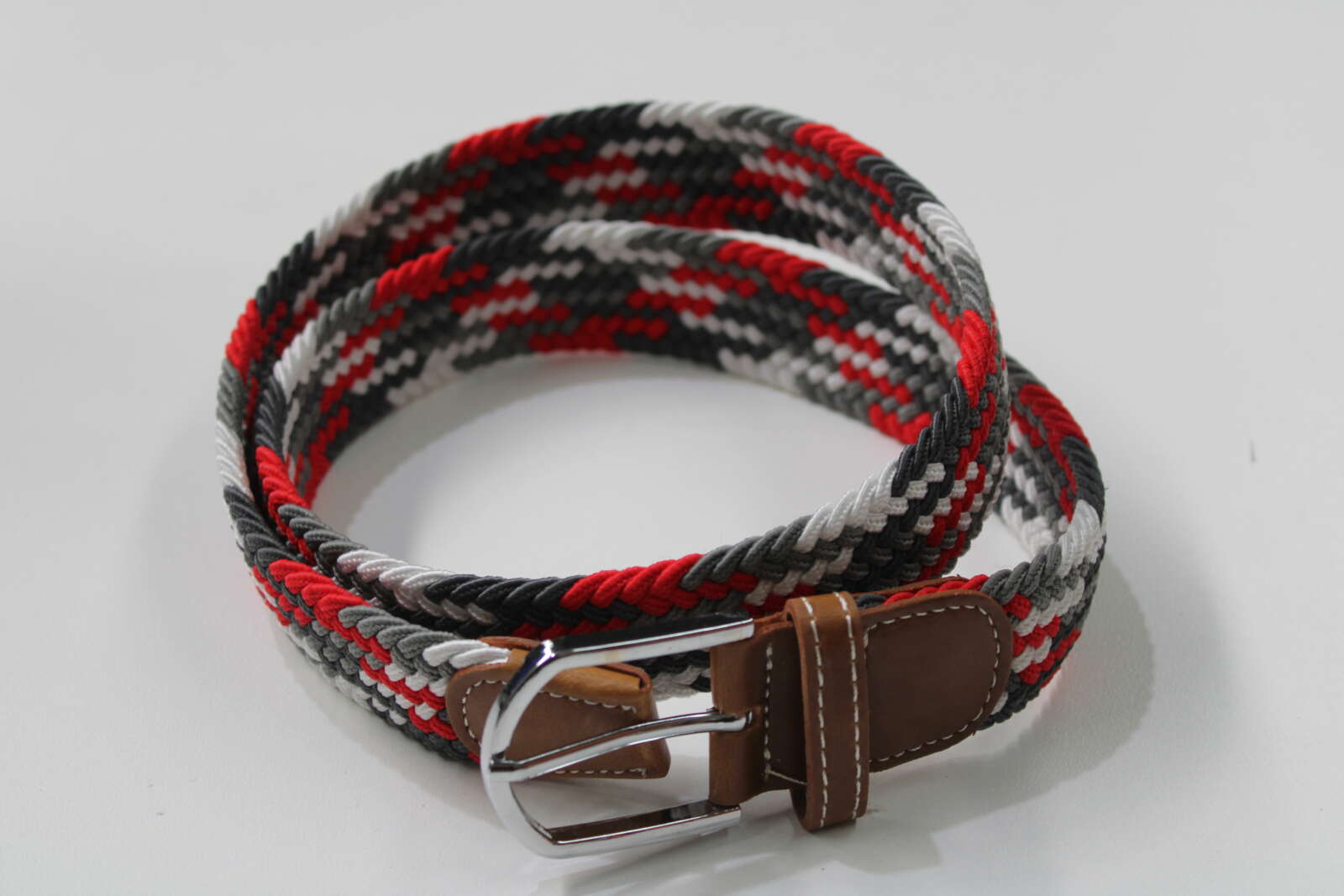 Stretch Belt-Grey/Red/White