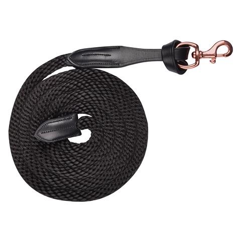 Waldhausen Lead Rope Black With Leather & Rose Gold Snap
