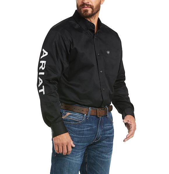 Ariat Mens Team Logo Twill Classic Fit Shirt Black