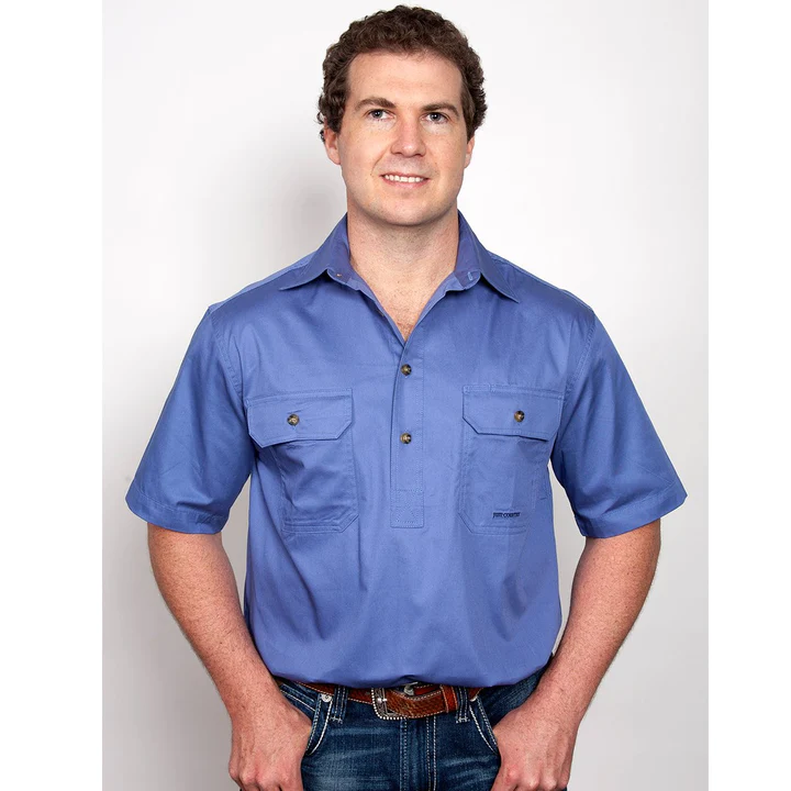 Just Country Men’s Adam Short Sleeve Workshirt – Blue