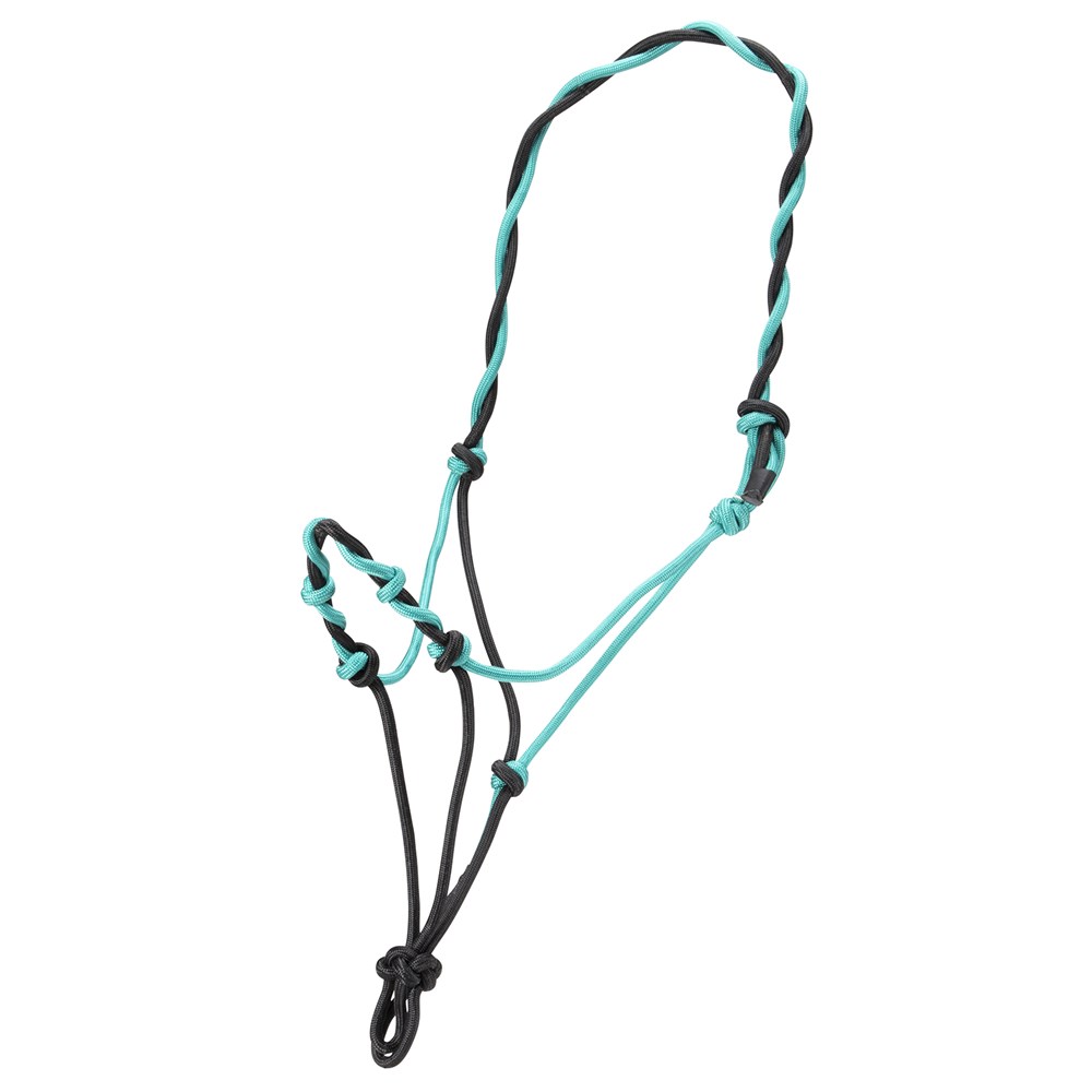 Twisted Knotted Rope Halter Black/Turquoise