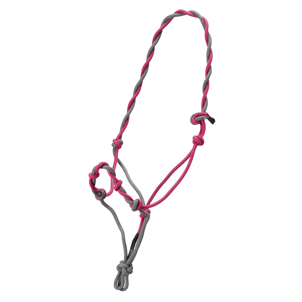 Twisted Knotted Rope Halter Pink/Grey