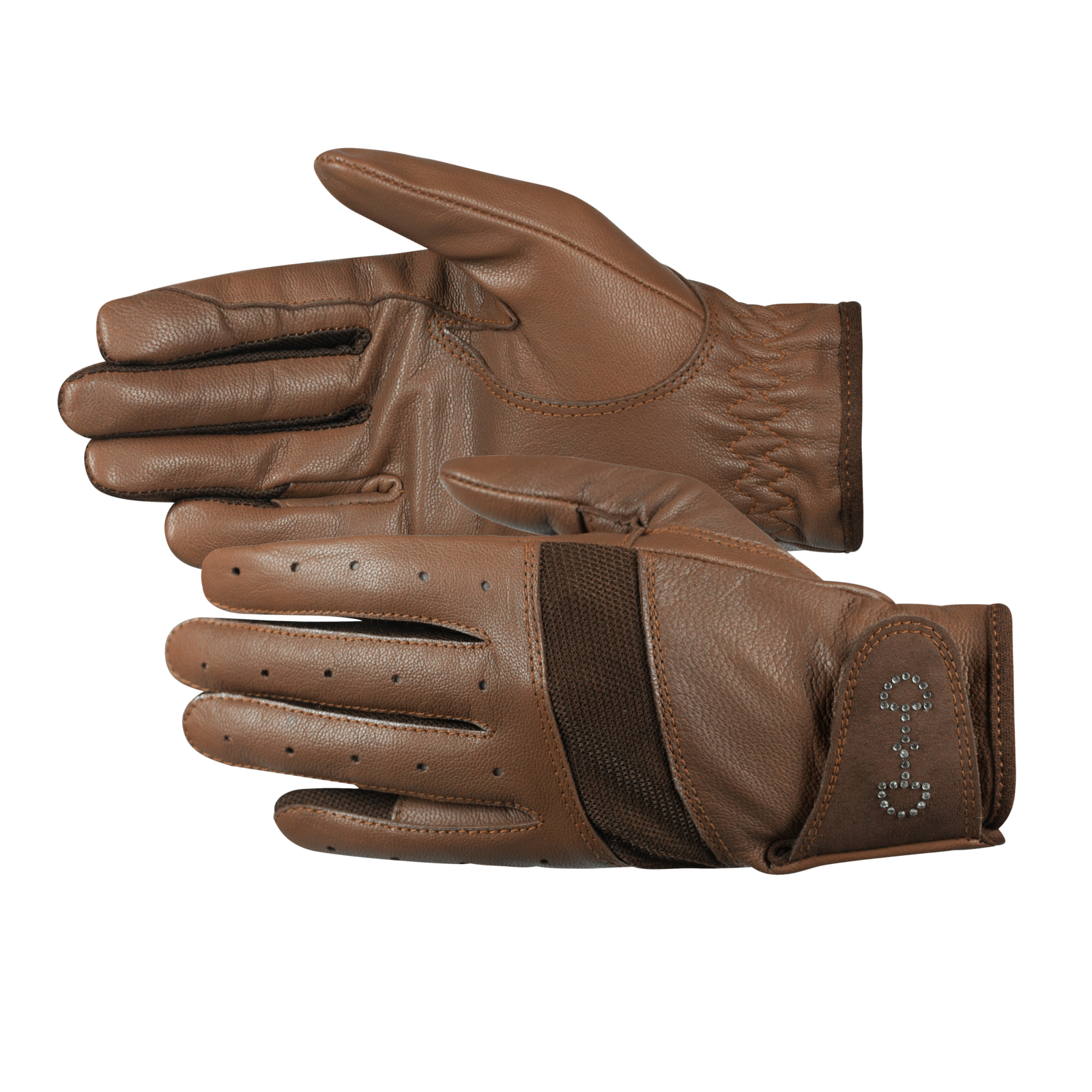 Horze Ladies Leather Mesh Gloves – Brown