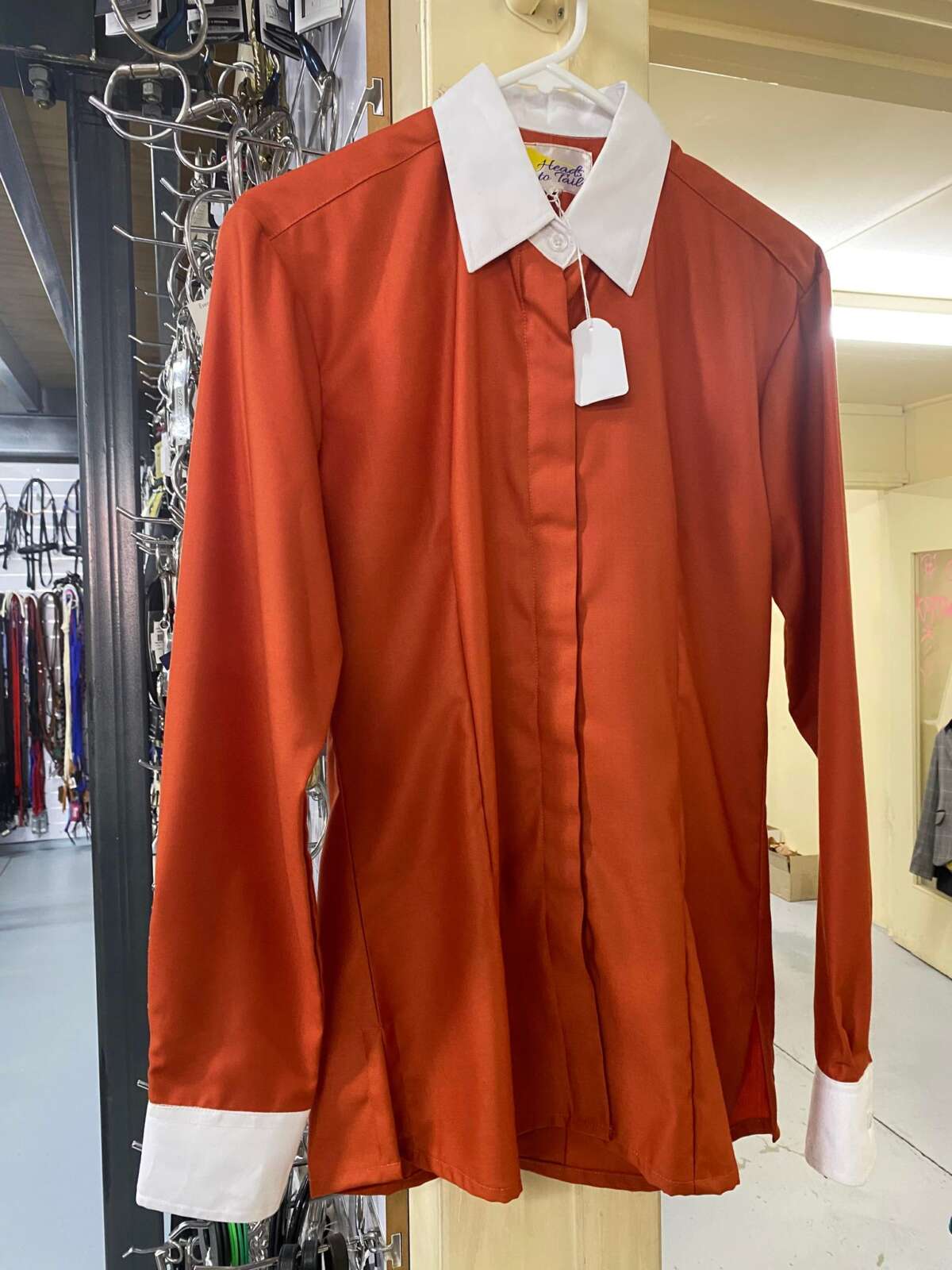 Ladies Orange Collared Show Shirt – Size 10