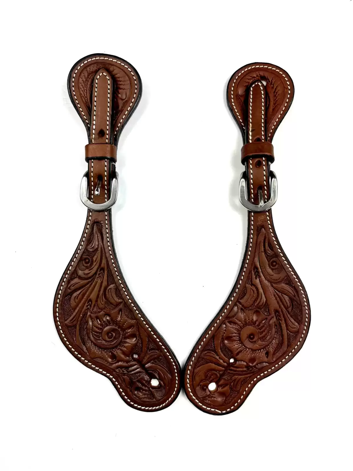 Ezy Ride Spur Strap Shaped With Floral Stamping Chocolate