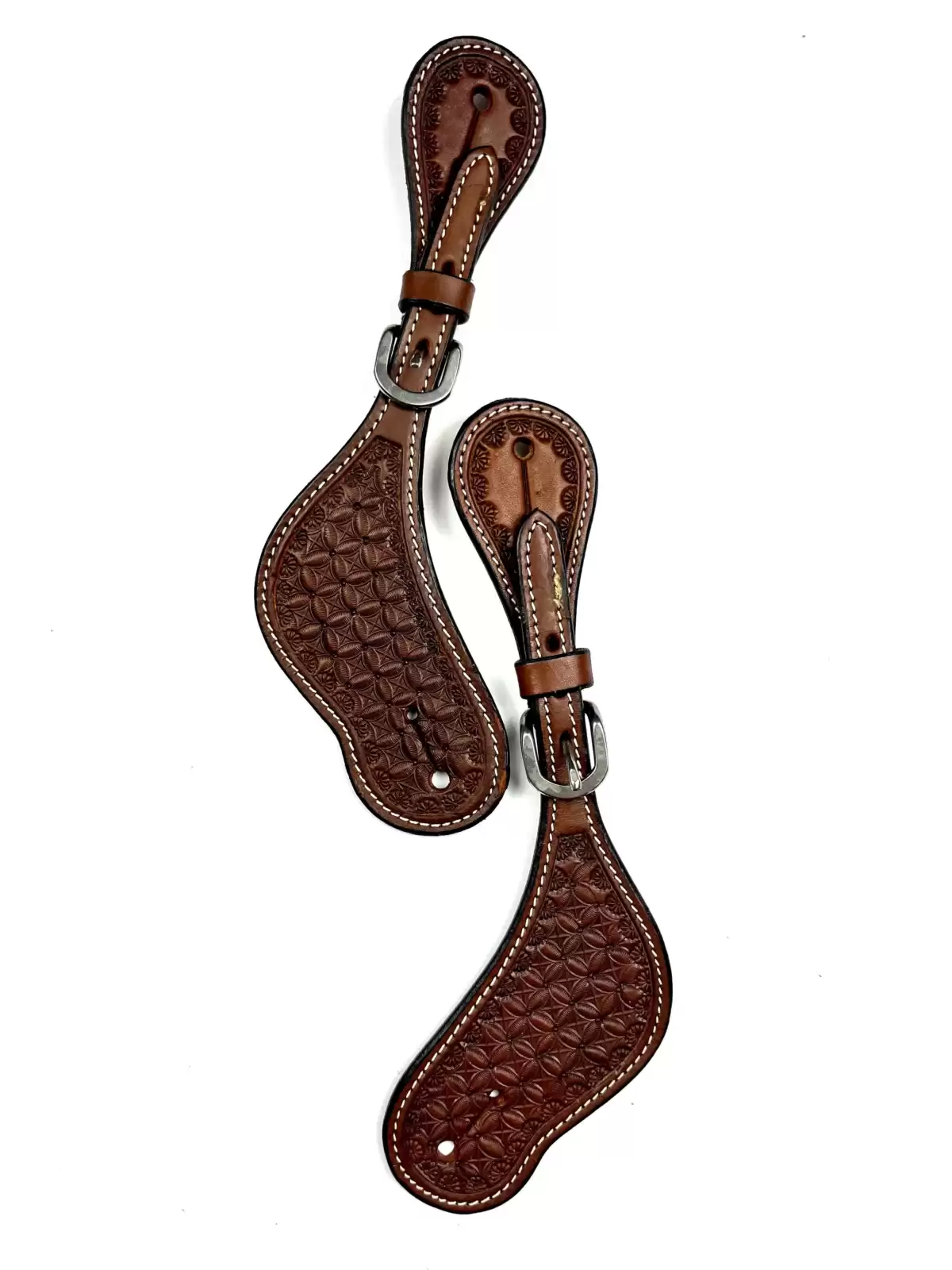 Ezy Ride Spur Strap Shaped With Weave Stamping Chocolate