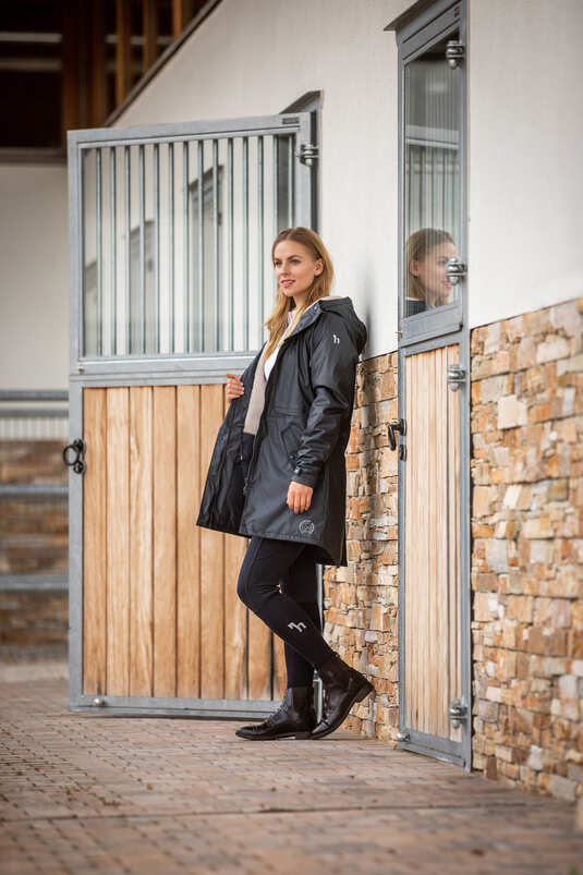 Horze Dania Women’s Winter Raincoat With Fleece Lining-Black