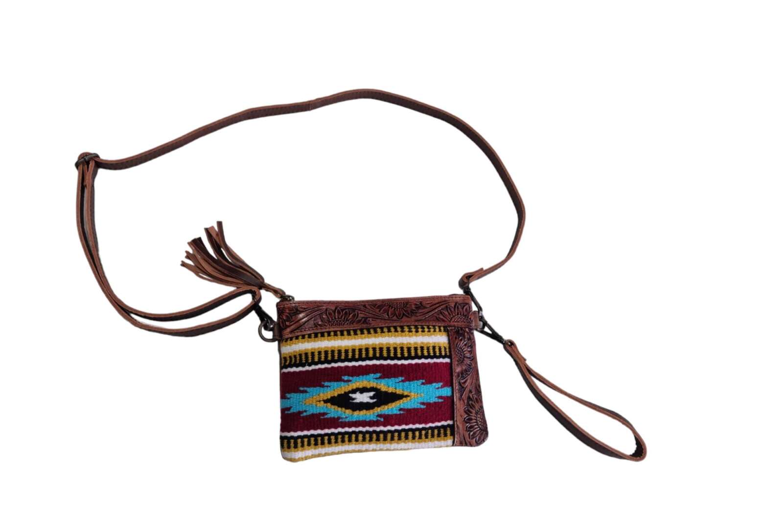 Western Wool Aztec Cross-Body Bag – Yellow