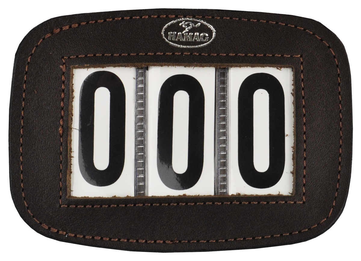 Hamag™ Leather Bridle Number Holders (Pair) – Brown 3 Digit
