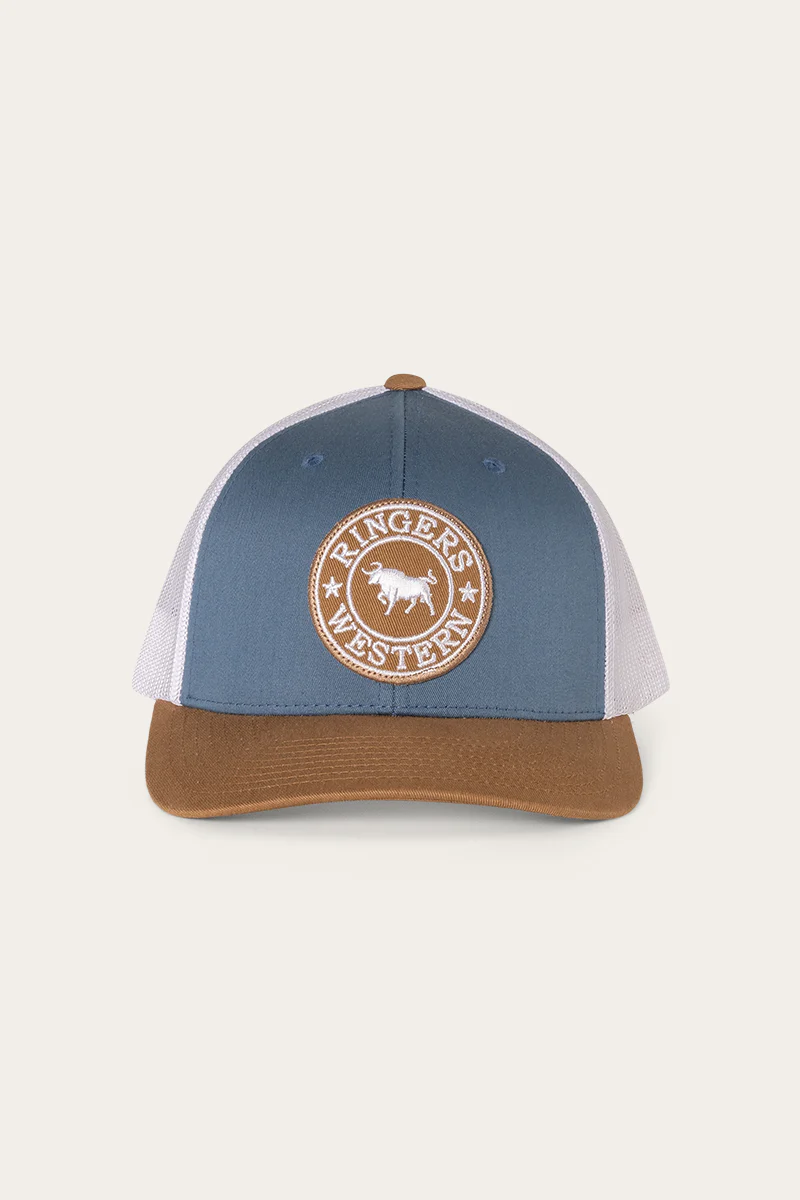 Ringers Western Signature Bull Trucker – Dark Blue Steel & White With Clay & White Patch