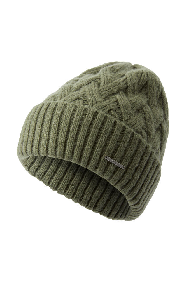 Horze Raya Cable Knit Hat With Fleece Lining – Khaki Green