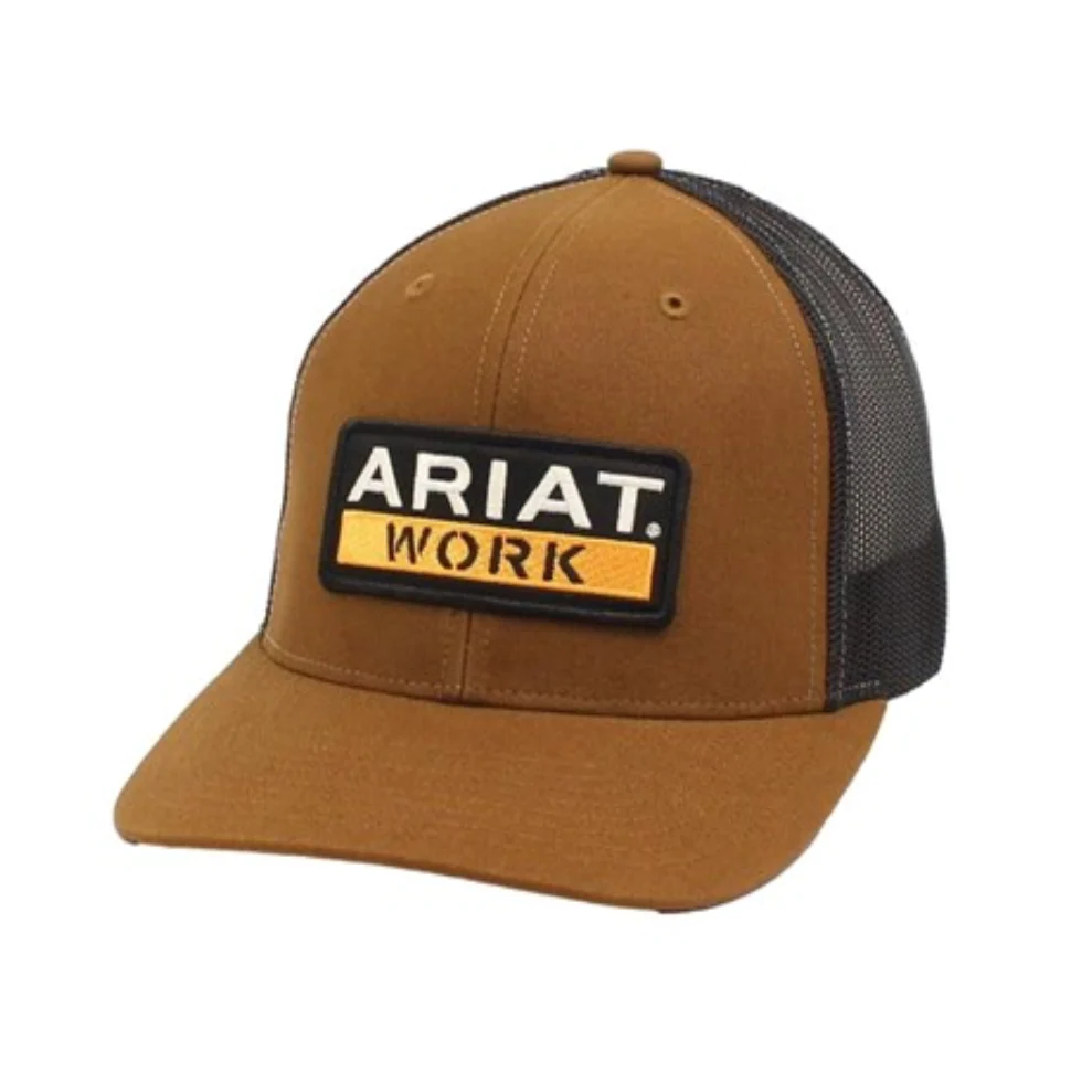 Ariat Men’s Mesh Back Work Logo Brown Snapback Hat