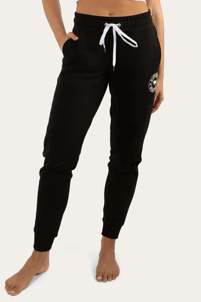 Ringers Western LORNE WOMENS TRACKPANTS – BLACK WITH WHITE PRINT