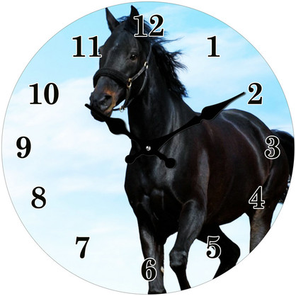 CLOCK BLACK HORSE 30CM