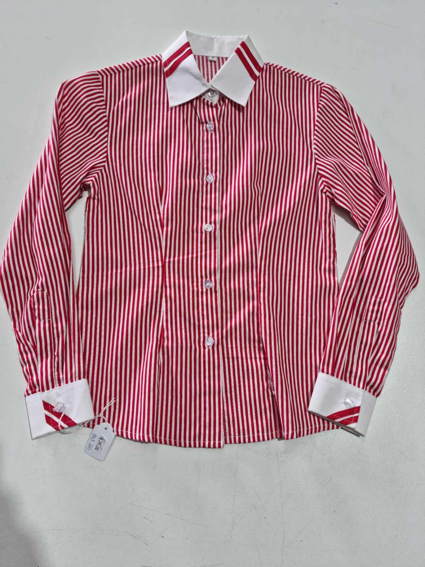 Red Stripe Show Shirt W/ Red Stripe Collar – Kids Size 10