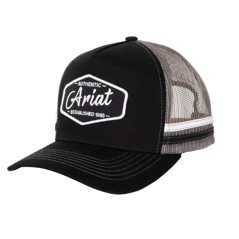 Ariat Est Patch Trucker Cap-Black/Grey