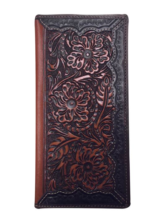 Roper Rodeo Wallet – Tooled Leather Dark Brown