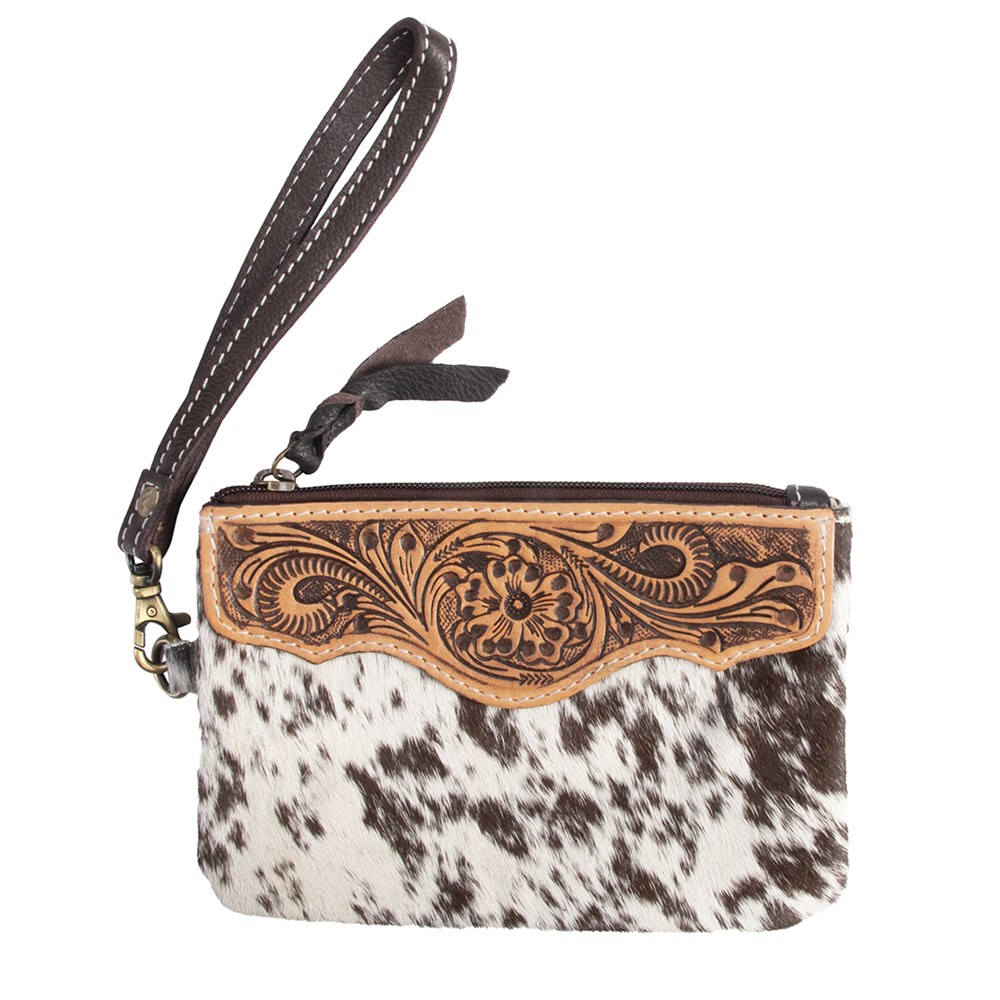 Fort Worth Cowhide Leather Purse – Cream/Brown