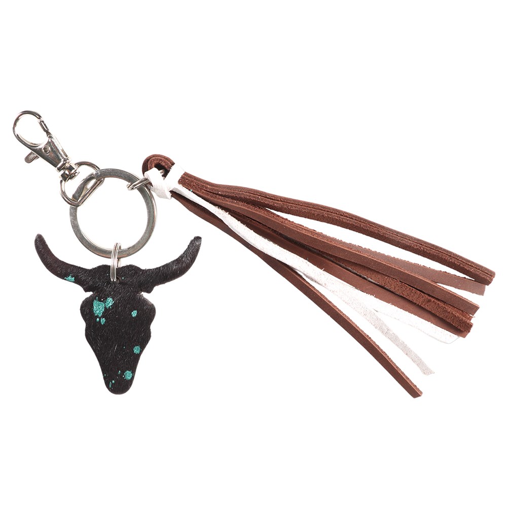 Fort Worth Long Horn Tassel Key Ring – Brown/Black/Turquoise