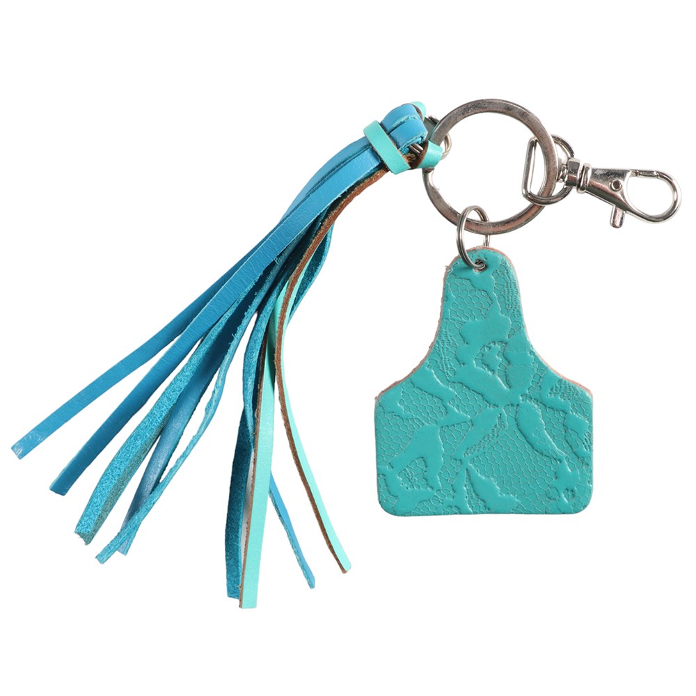 Fort Worth Ear Tag Tassel Key Ring – Turquoise