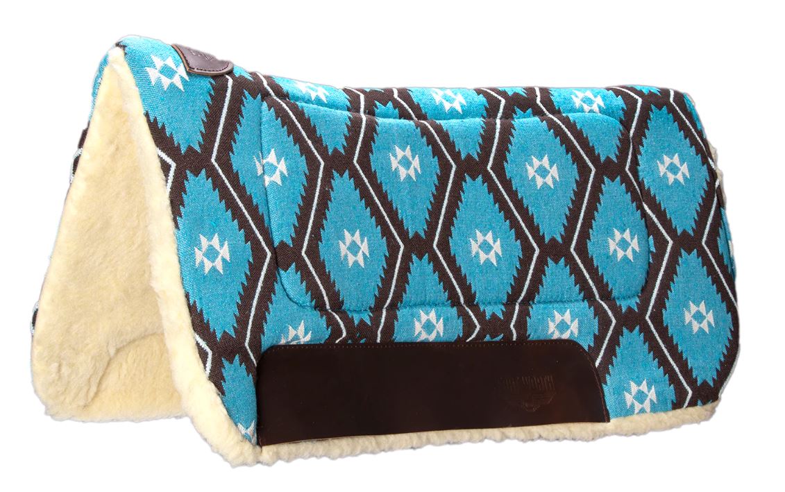 Fort Worth Contoured Saddle Pad – 30″ X 30″ – Turquoise/Brown