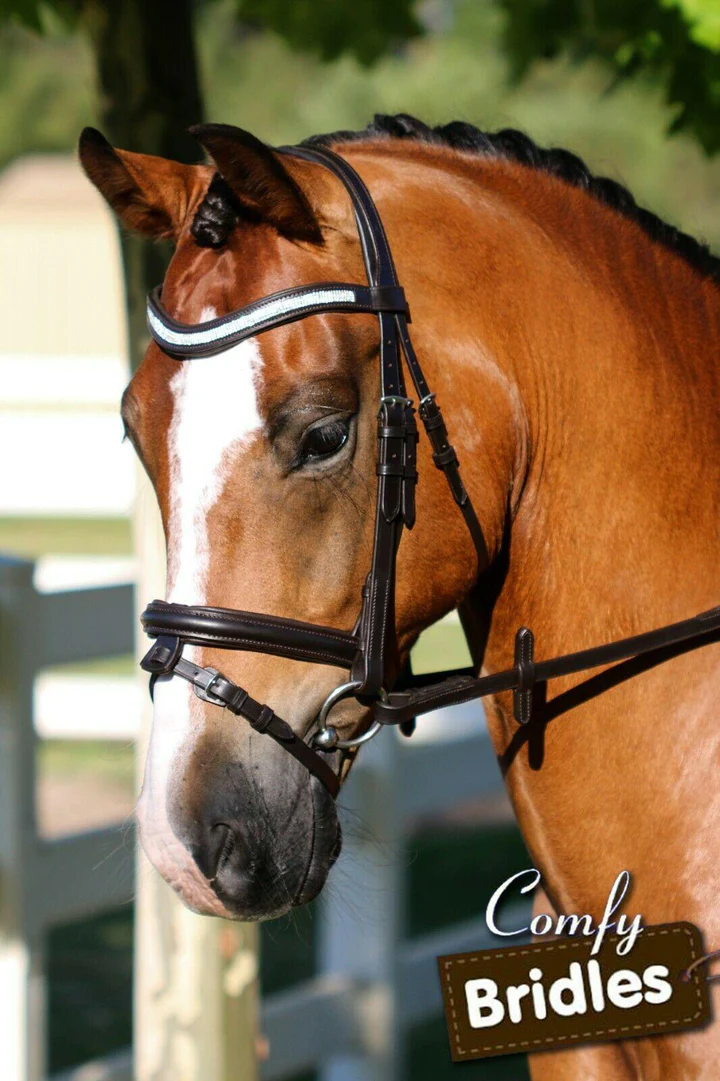 FLEXIBLE FIT 4 ROW CRYSTAL WAVE SNAFFLE BRIDLE