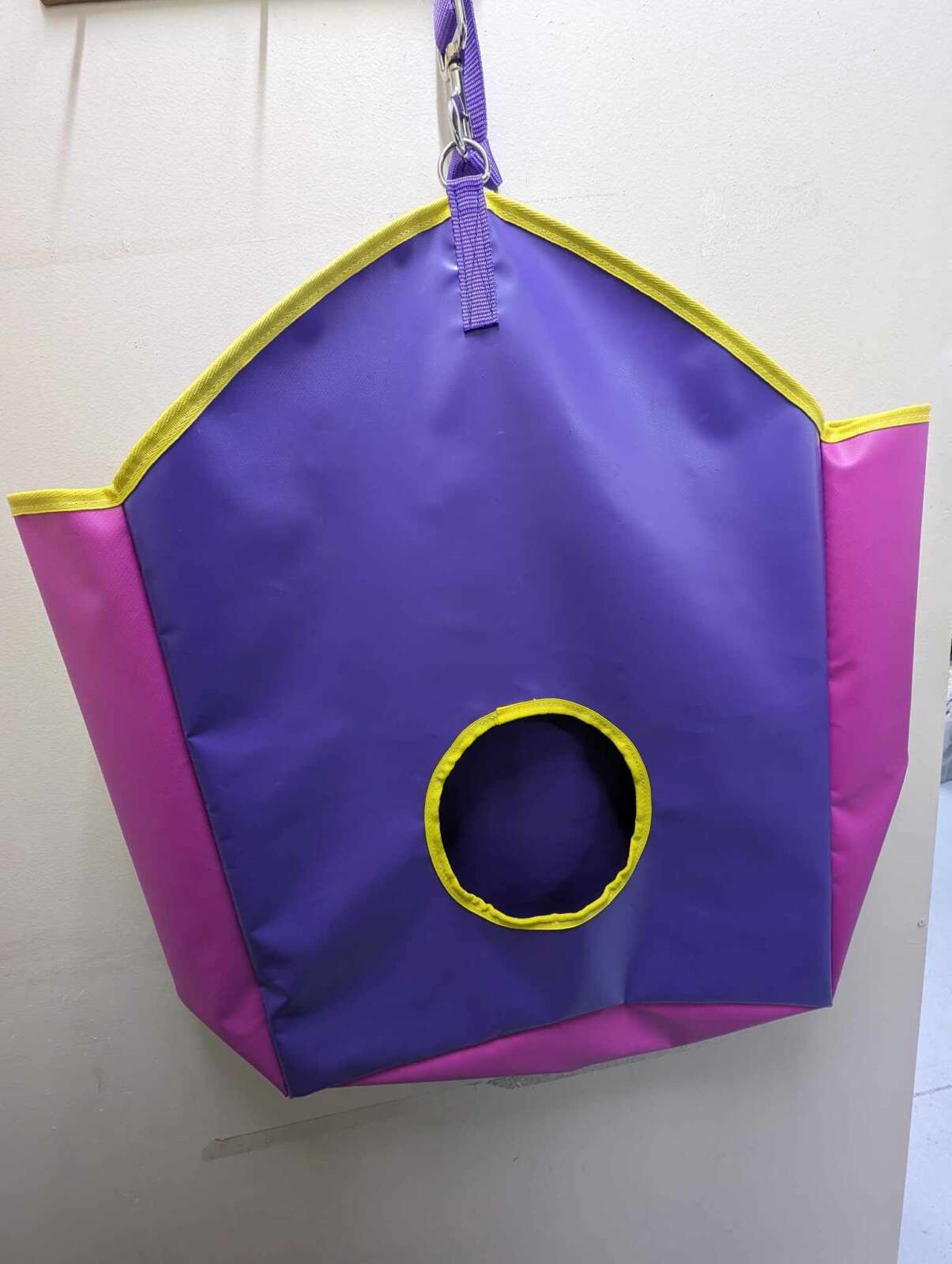 PVC Hay Bag-Pink & Purple With Yellow Binding