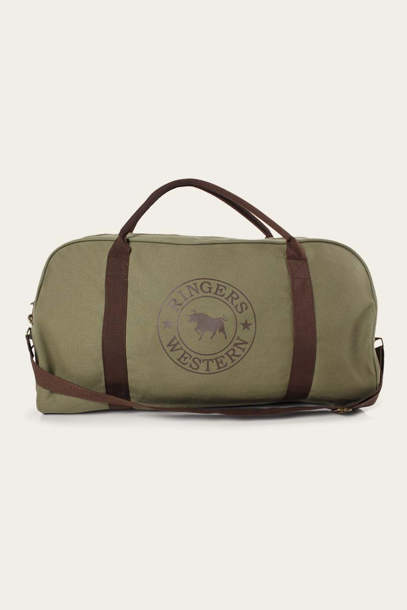 Ringers Western Gundagai Duffle Bag – Khaki With Deep Brown Print