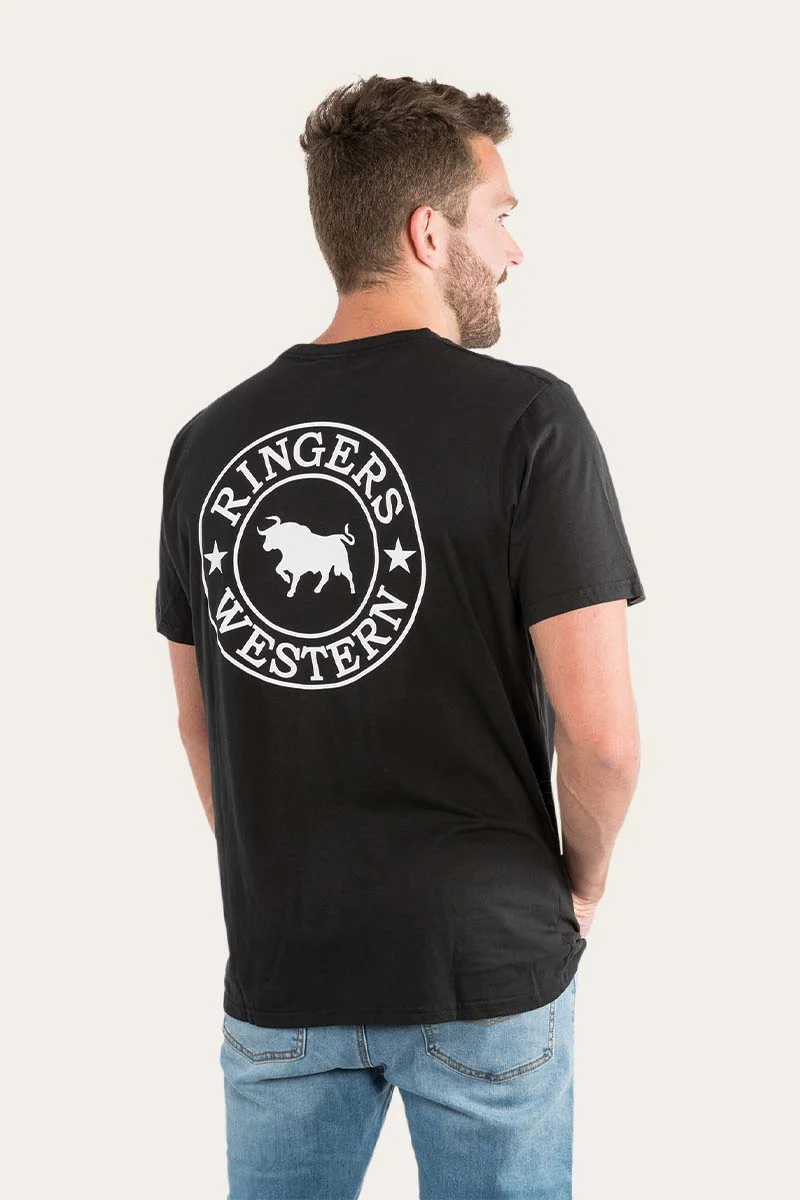 Ringers Western Signature Bull Mens Loose Fit T-Shirt – Black/White