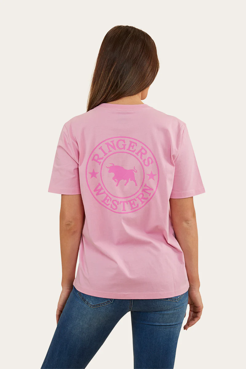 Ringers Western SIGNATURE BULL WOMENS LOOSE FIT T-SHIRT – PASTEL PINK/CANDY