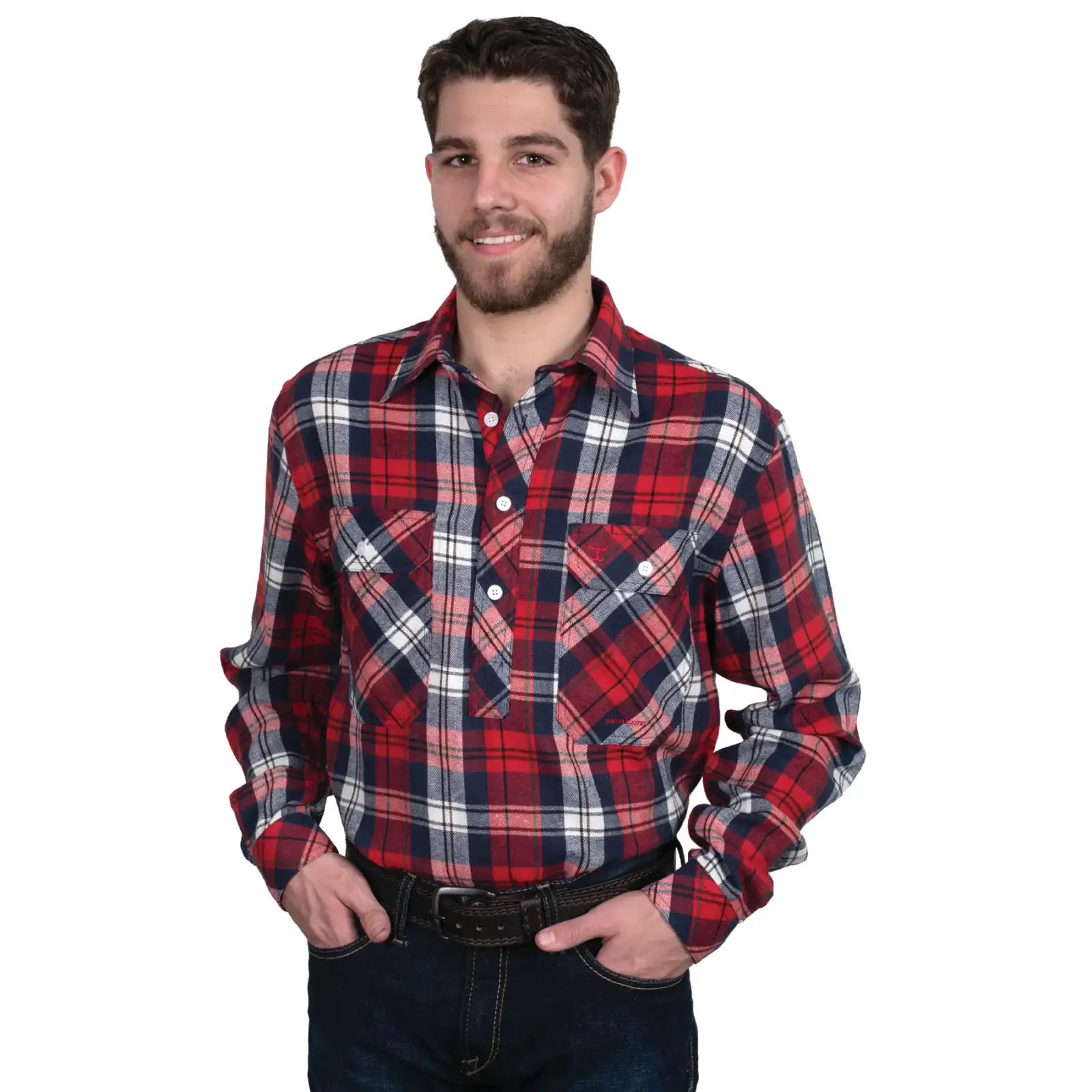 Just Country Men’s – Cameron Flannel – 1/2 Button